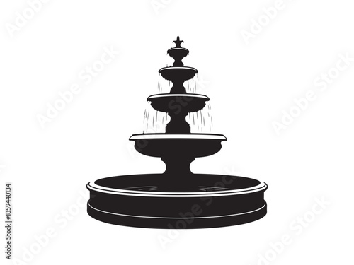Classic ThreeTiered Fountain Design Illustration