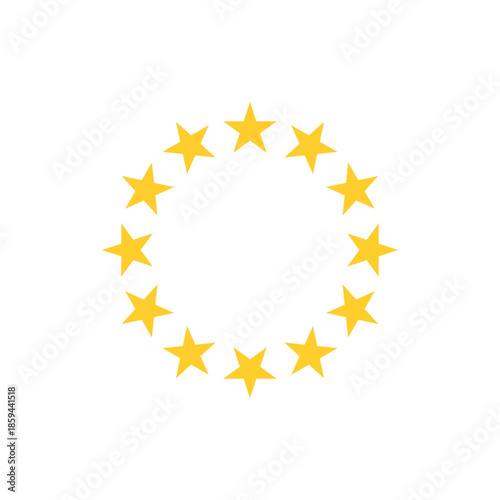 Golden star circle symbol on white background