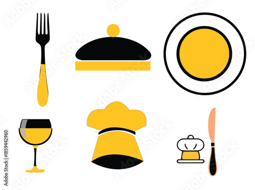 Restaurant Food and Beverage Icon Set