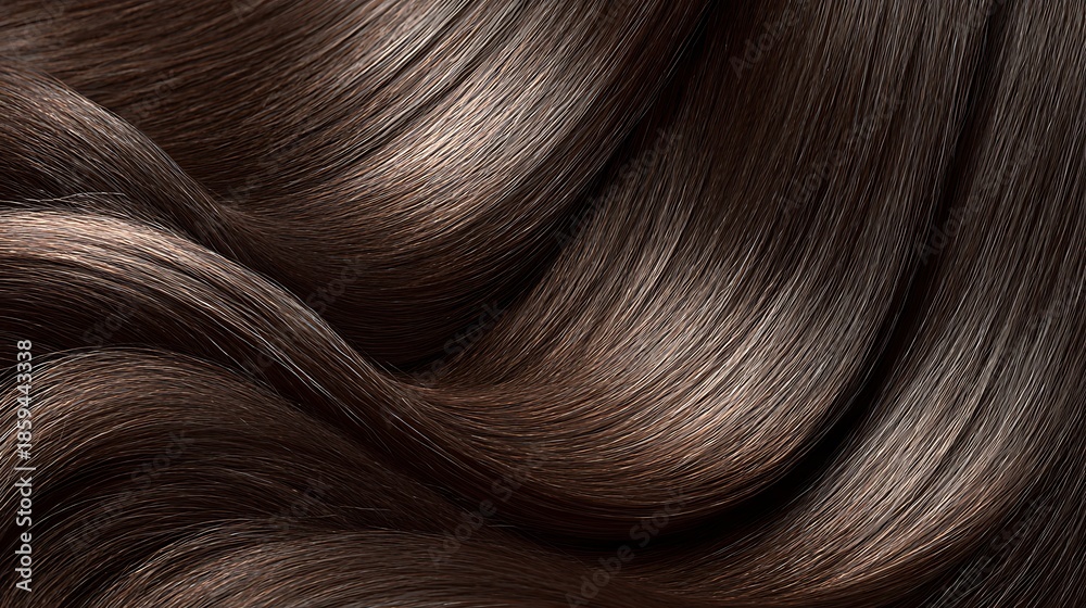 Fototapeta premium Healthy Brown Hair Wave Texture / 健康的な茶髪のウェーブテクスチャ