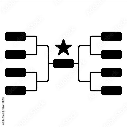 Flat design vector illustration of an 8-team tournament schedule template, isolated on a white background. Championship schedule for soccer, American football, basketball, baseball, or tennis.