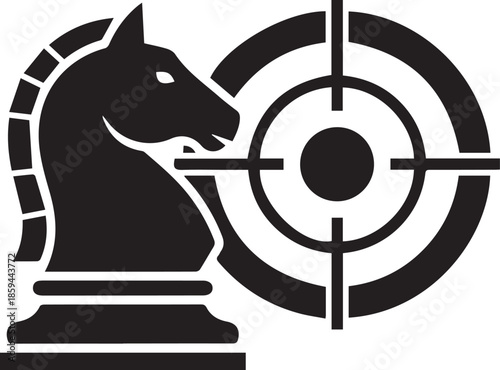 Business Strategy Concept with Chess Knight and Target Icon