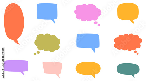 Speech bubbles set isolated on white background. Communication symbols for chat, dialog, message, social media, conversation, ideas, thinking, feedback.