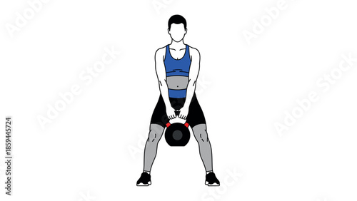 Fitness enthusiast doing kettlebell swing exercise in minimalist style