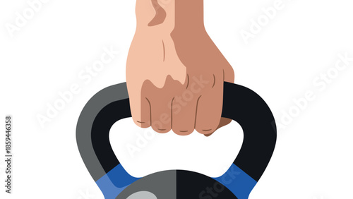 Hand holding kettlebell: fitness concept with flat design
