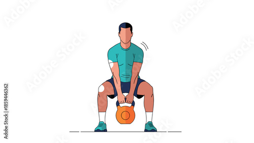 Man performing kettlebell squat in minimalist style