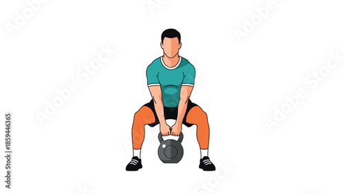 Fitness enthusiast in action: man lifting kettlebell with proper form