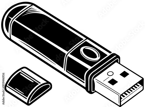 USB Flash Drive Vector Illustration - Digital Storage and Technology Icon