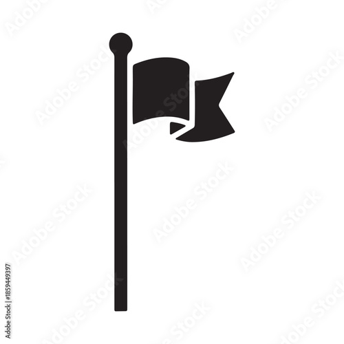 Black Flag on Pole Symbolizing Warning or Alert
