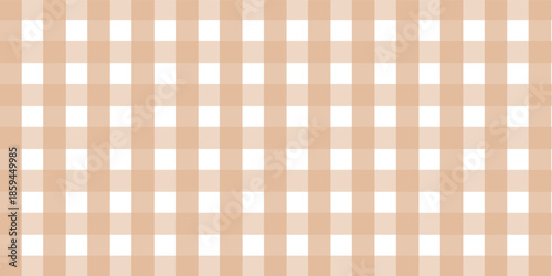 Gingham seamless pattern.Checkered tartan plaid repeat pattern in brown and white.Geometric vector illustration background wallpaper.