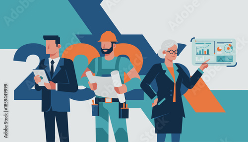 Diverse team collaborating on strategic growth manager builder and executive analysis