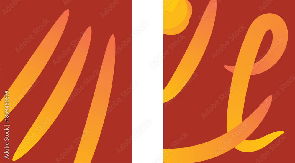 Fototapeta premium Abstract Curved Brush Strokes and Swirl Shapes Graphic Set
