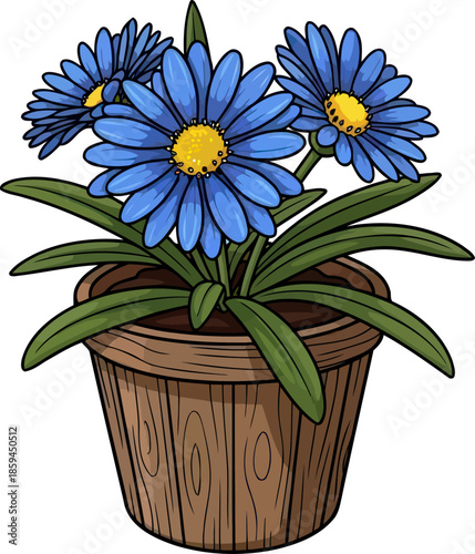 electric bloom handdrawn blue daisies bringing playful vibrancy to any canvas, vector isolated on transparent background