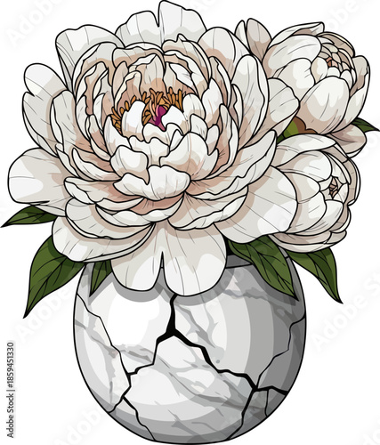 grace unbroken delicate blossoms defy the cracks, embodying enduring beauty, vector isolated on transparent background