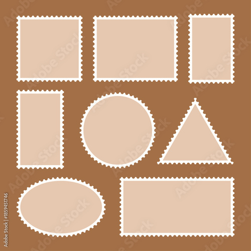 Minimalist Black postage stamp frame set with zigzag edge