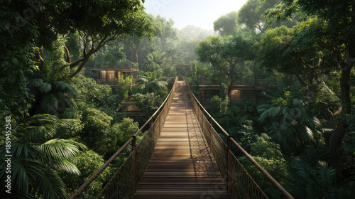 Bridging nature scenic walkway in a lush landscape house surrounded by various locations of natural beauty