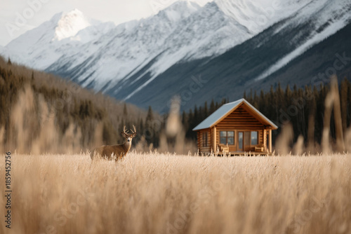 Natural landscape event featuring deer near a house in various locations surrounded by nature's beauty