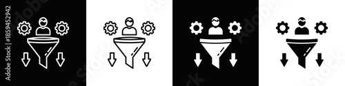 Lead Management Icon Set White Black Background Style