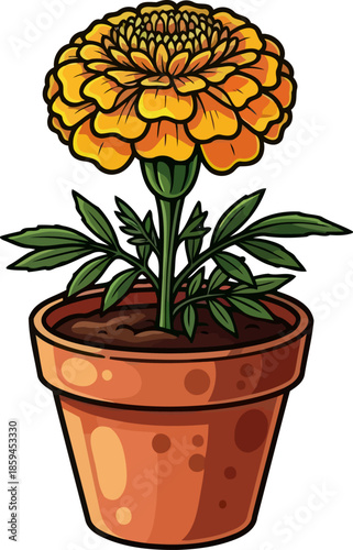 sunshine in a pot illustrated golden radiance for vibrant spaces and uplifting designs, vector isolated on transparent background