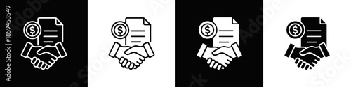 Deal Closing Icon Set White Black Background Style