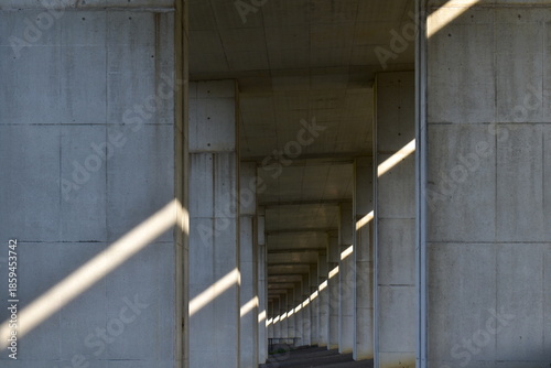 View of the bridge pier from under the viaduct.