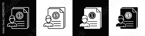 Billing Info Icon Set White Black Background Style