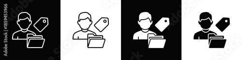 Client Tagging Icon Set White Black Background Style