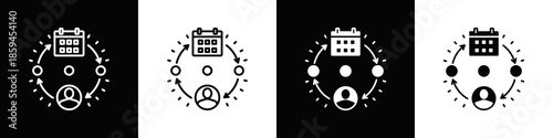 CRM Timeline Icon Set White Black Background Style