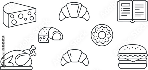 Food and menu line icons set