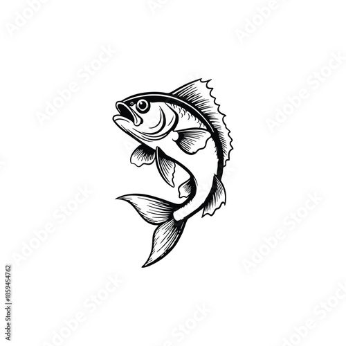 Minimal Jumping Fish Line Art Design