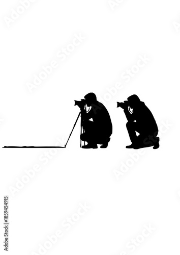 Vintage Film Photography Silhouette of Person Using Analog SLR Camera for Retro Nostalgia and Creative Professional Photographer Concept Vector