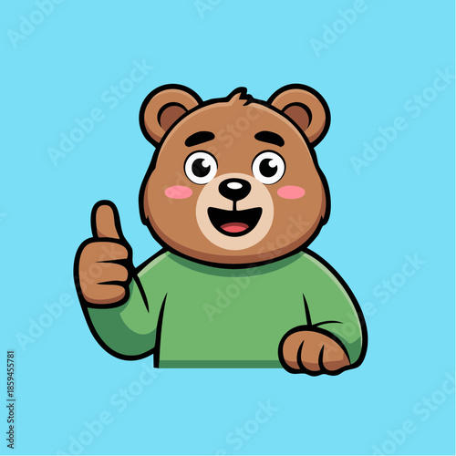 Cute cartoon bear character giving a thumbs up gesture with a happy expression.