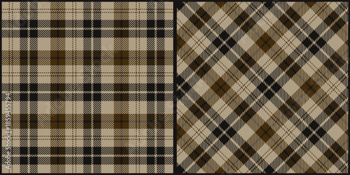Tartan plaid pattern vector graphic. Seamless check plaid texture background for dress, skirt, scarf, throw, jacket, fabric, cloth, blanket. Scottish retro style.	