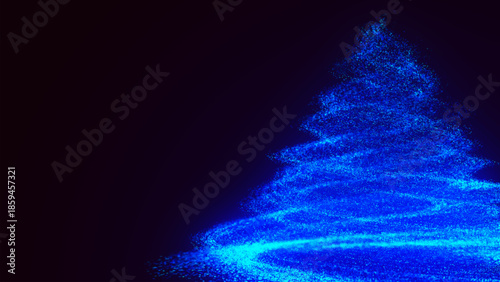 The illustration depicts an abstract figure resembling a tornado, created from numerous bright blue particles. Vortex. Cyclone