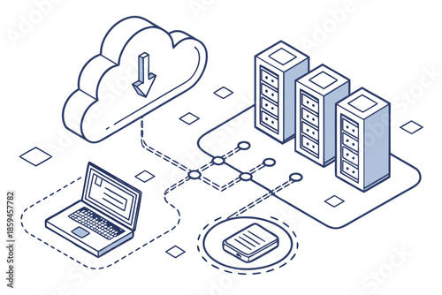 An illustration of cloud computing and data storage technology