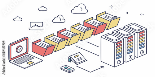 A colorful illustration of digital and physical file organization systems