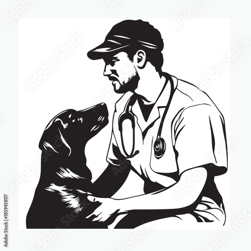veterinarian with a dog