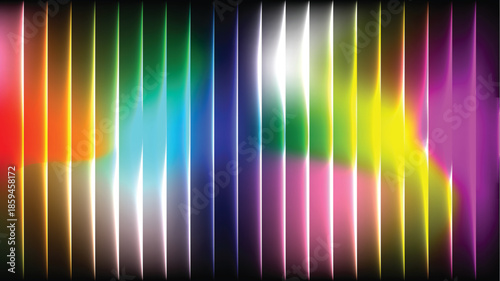 Vibrant colorful abstract background with multicolored vertical stripes and smooth gradient transitions rainbow neon black red orange. Resizable and Editable, EPS 10.