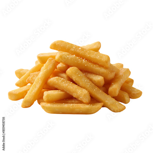 Golden Crispy French Fries on white background