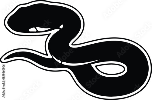 Silhouette Aggressive Snake Viper Coiled Reptile Animal Black Shape Design Vector Illustration