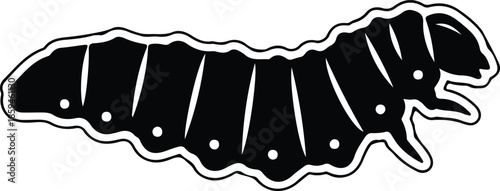 Silhouette Detailed Caterpillar Bug Pest Insect Larva Grub Nature Animal Outline Design Vector Illustration