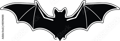 Silhouette Flying Bat Animal Creature Outline Halloween Spooky Theme Vector Illustration