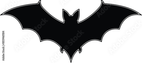 Silhouette Flying Bat Black Animal Halloween Night Creature Vector Illustration