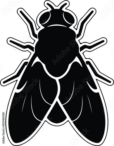 Silhouette housefly insect bug pest nature isolated simple icon illustration Vector Illustration