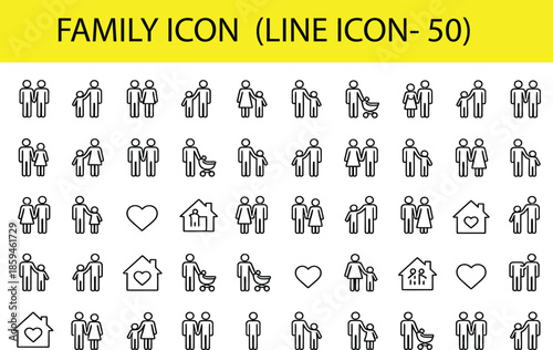 Family line icons set