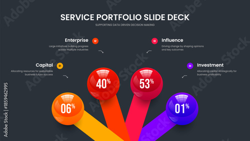 Product Launch Four Element Chart Slide Layout. Medical Report Slideshow Design Vector Illustration. Creative Forecast 4 Option Infographic Presentation Template.
