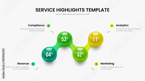 Digital Portfolio 4 Option Graph Slideshow Layout. Advertising Briefing Presentation Design Vector Illustration. Enterprise Introduction Four Step Diagram Frame Template.