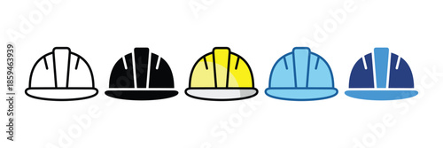 Hard Hat  Icon Set Multiple Style Collection