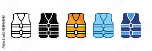 Safety Vest  Icon Set Multiple Style Collection