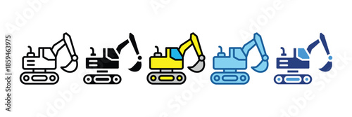 Excavator  Icon Set Multiple Style Collection